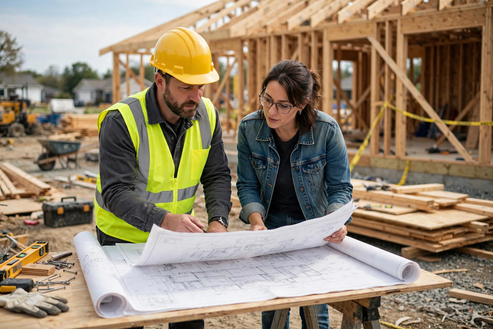 Project plans being reviewed on site