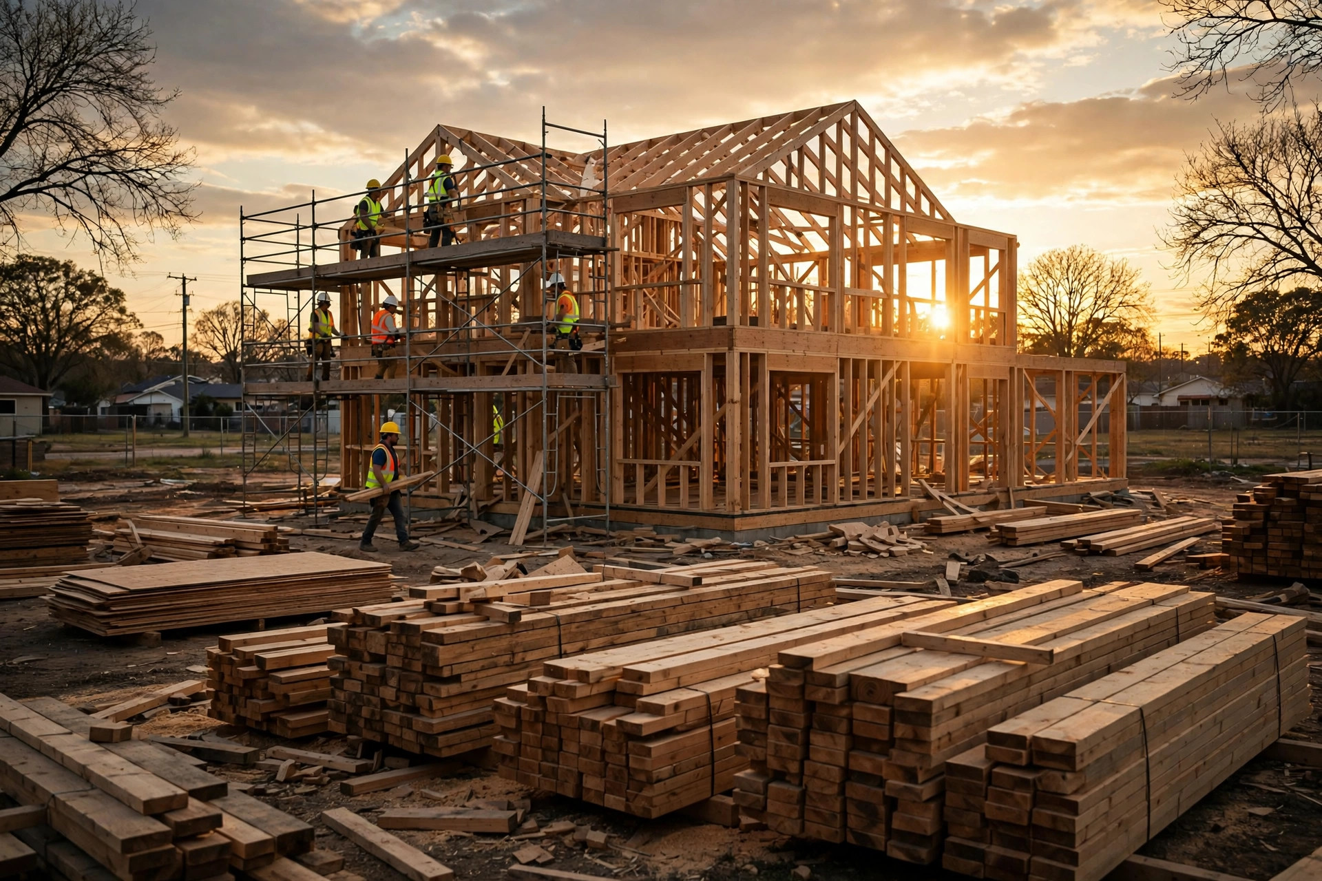 Framing work on a custom home